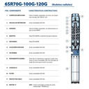 Bomba Lapicero 40Hp Sin motor 3" Pedrollo 6Sr120G/400-Hyd