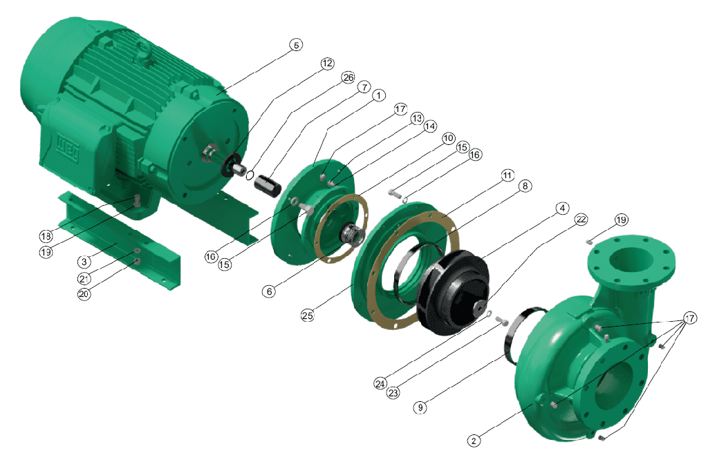 Motobomba Centrifuga 25Hp 220-440V 3F 6X6" Barnes Ge 6C 250-4