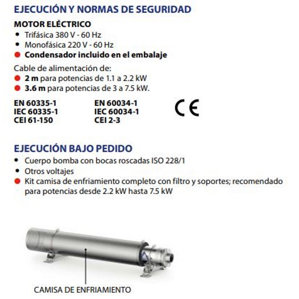 Motobomba Lapicero 5Hp 220V 3F 2" Pedrollo 4Sr90G/50Tp