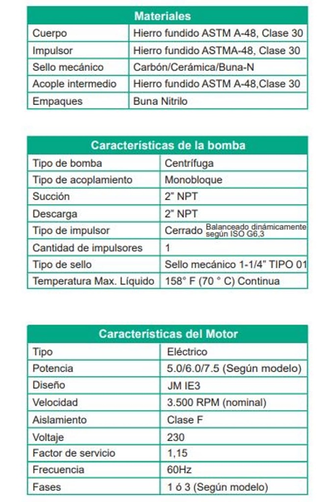 Motobomba Centrifuga 5Hp 220V 1F 2X2" Barnes He 2 50-1 Weg