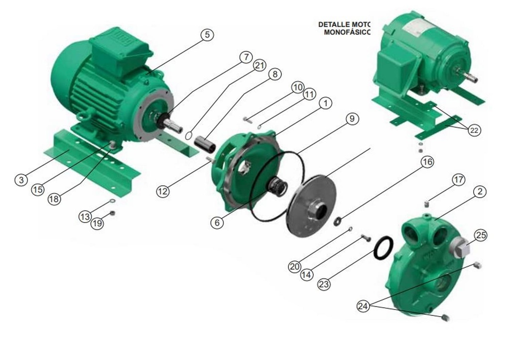 Motobomba Centrifuga 5Hp 220V 1F 2X2" Barnes Qe 2 50-1 Weg