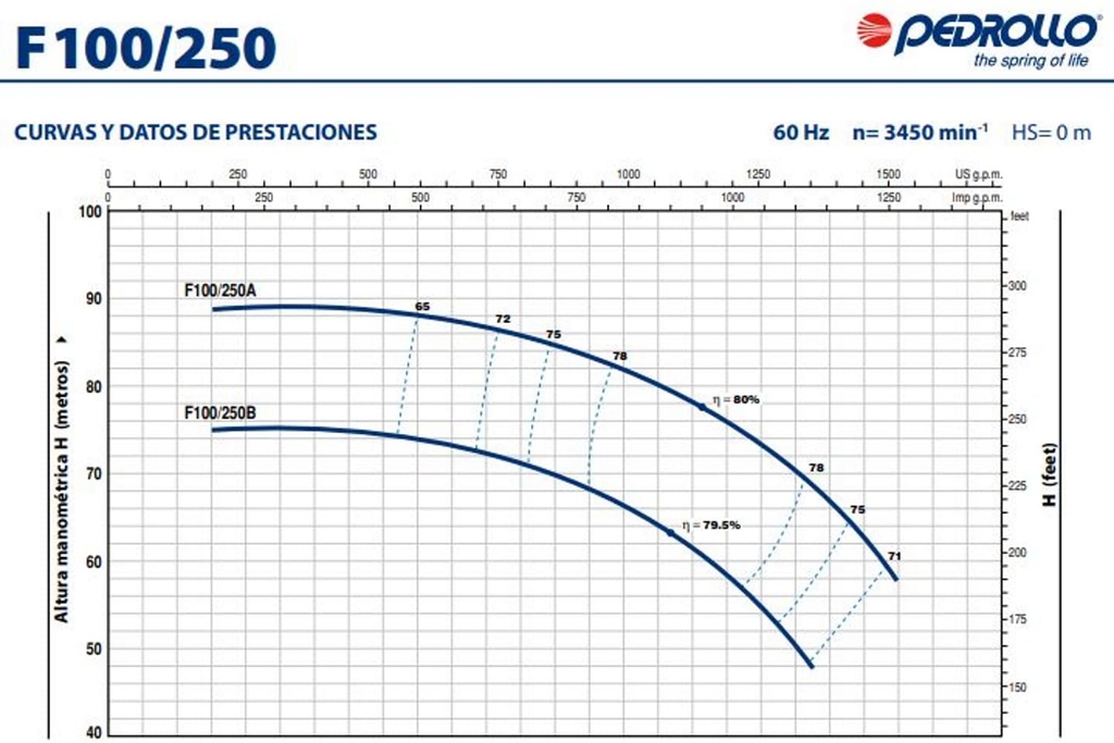 Motobomba Centrifuga 100Hp 220-440V 3F 5X4" Pedrollo F100/250A