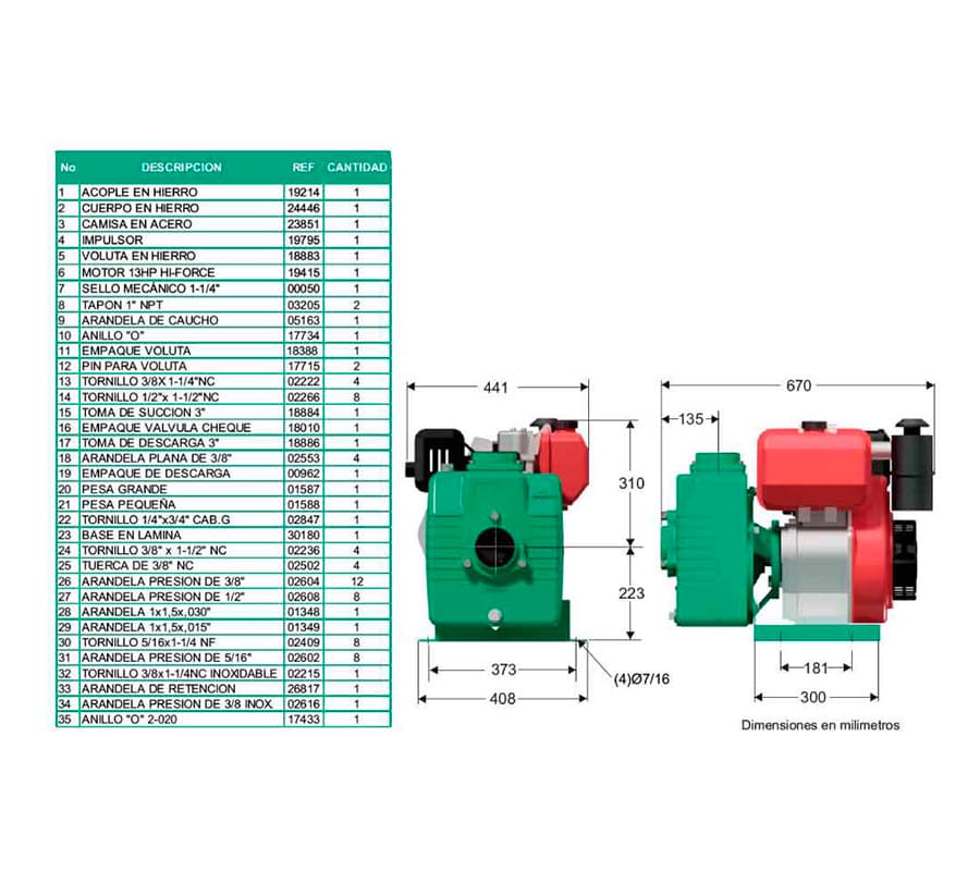 Motobomba Autocebante 13Hp Diesel 3X3" Barnes Ad 3 130 Hf