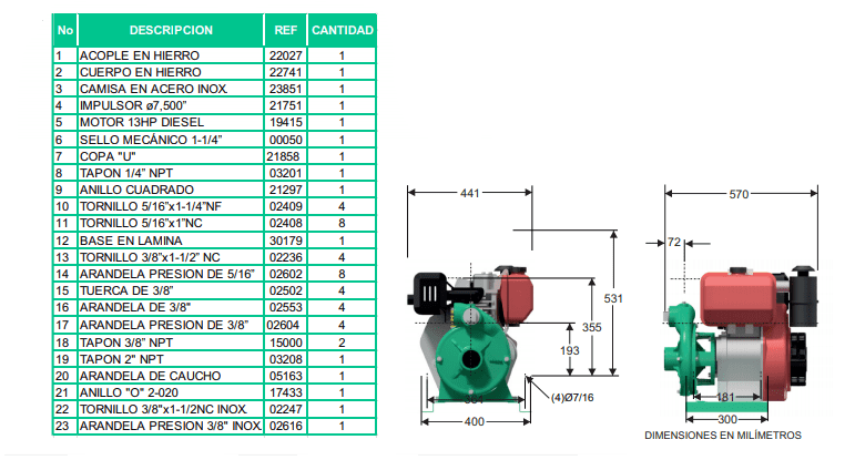 Motobomba Centrifuga 13Hp Diesel 2X2" Barnes Hd 2 130 Hf