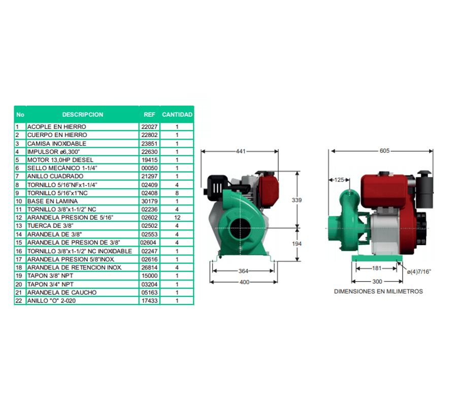 Motobomba Centrifuga 13Hp Diesel 4X3" Barnes Qd 3 130 Hf