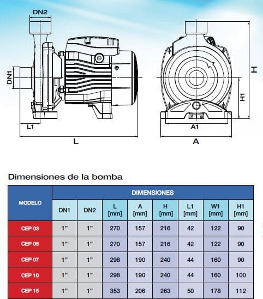 Motobomba Centrífuga 1.5Hp 110-220V 1F 1.25X1" Pearl Cep15F16S