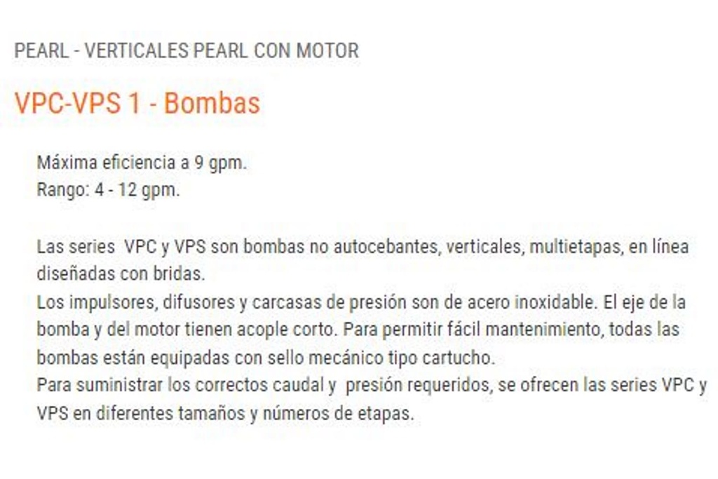 Motobomba Multietapas V 1.5Hp 220V 1F 1.25X1.25" Pearl Vpc1-13 15C16S