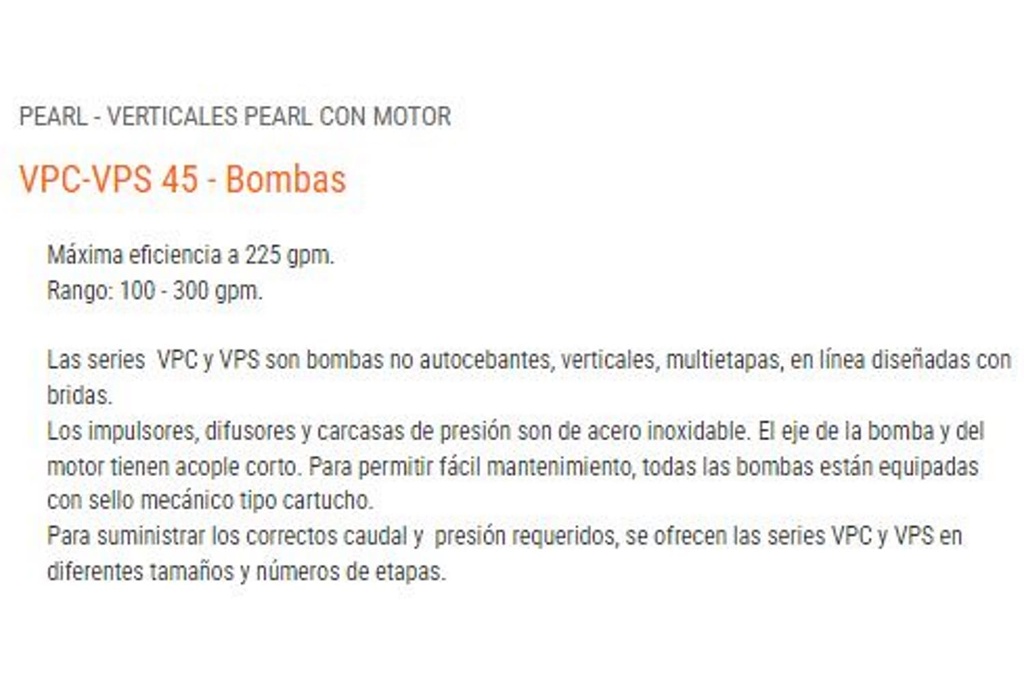 Motobomba Multietapas V 30Hp 220-440V 3F 3X3" Pearl VPC45-4-2 300H36Ee