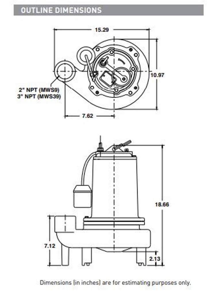 Motobomba Sumergible 2Hp 220V 3F 3" Pentair Myers Mws39200220T