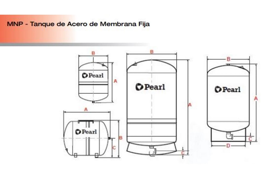 Tanque Diafragma 20Lts Horizontal Pearl Mnp20H