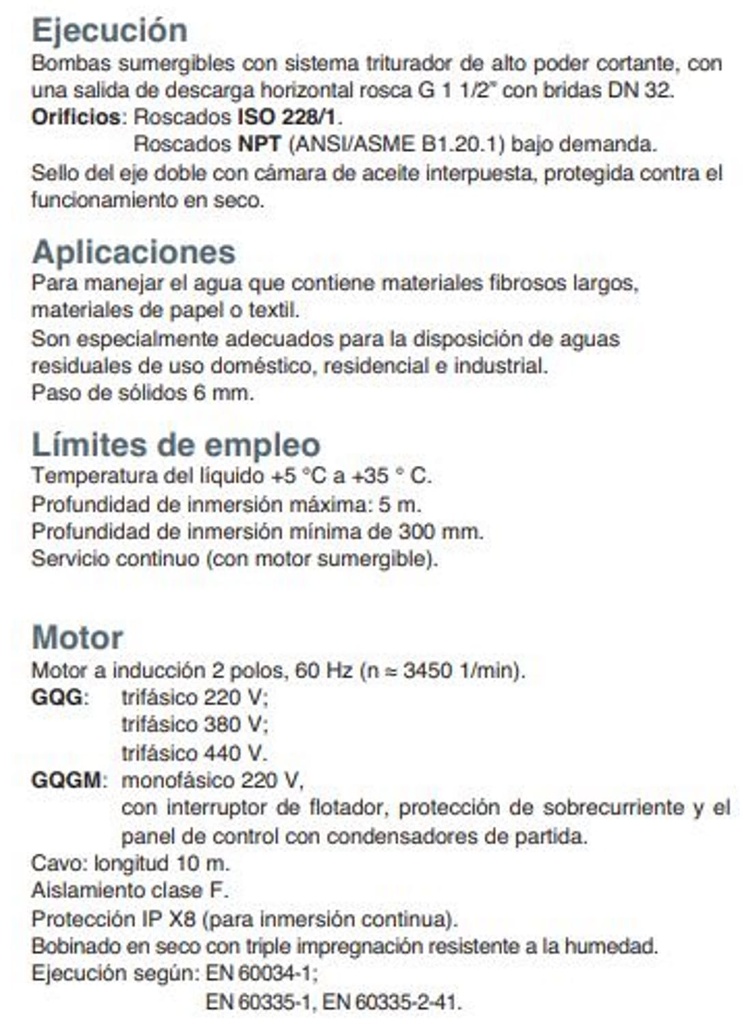 Motobomba Sumergible 2Hp 220V 1F 1.5" Calpeda Gqgm625