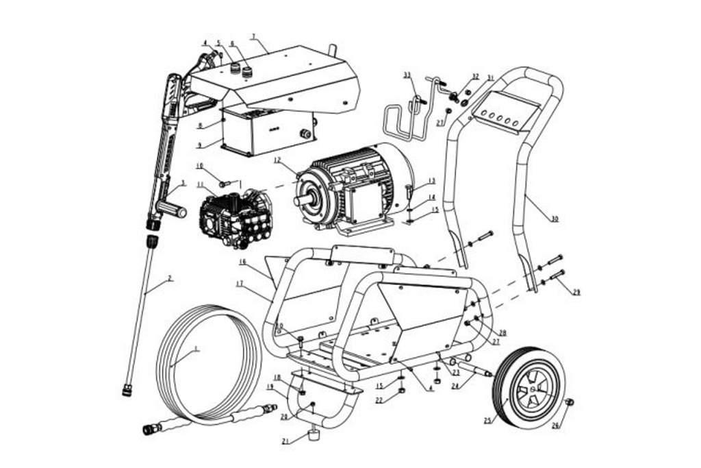 Hidrolavadora 10Hp 220V 3F 3600Psi 15.5Lpm Barnes Ddc-24/15