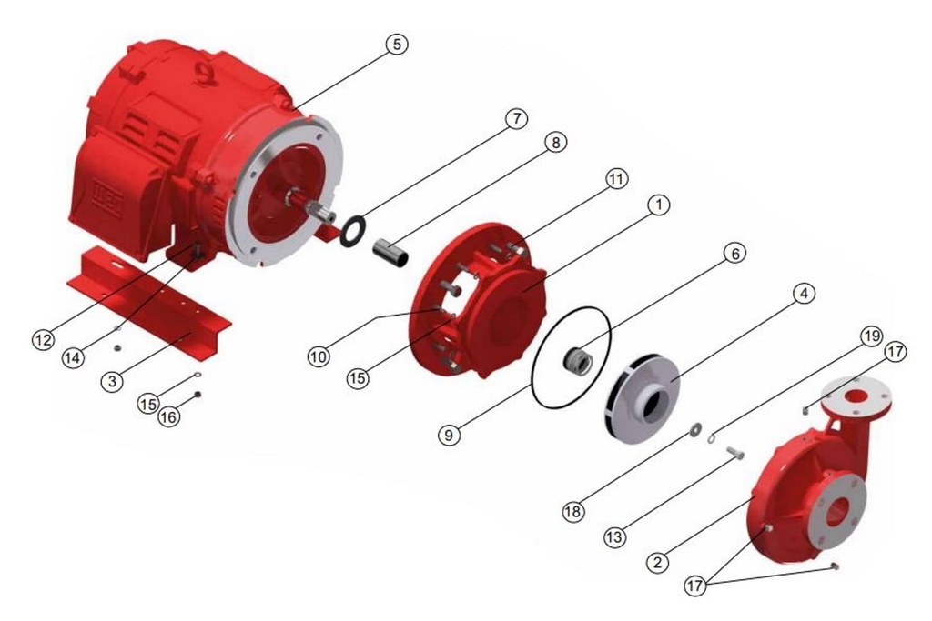 Motobomba Centrifuga 25Hp 220-440V 3F 2.5X2” Barnes Qe 2 250(B) Motor Listado Fire Pump