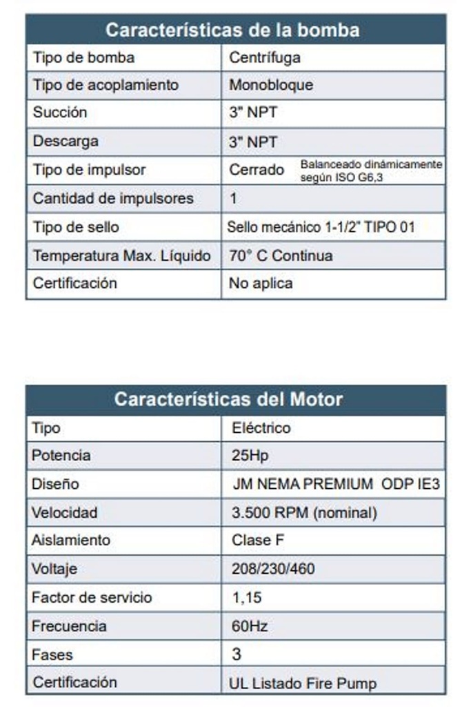 Motobomba Centrifuga 25Hp 220-440V 3F 3X3” Barnes Ke 3 250 Motor Listado Fire Pump