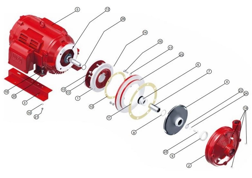Motobomba Centrifuga 20Hp 220-440V 3F 2X1.5” Barnes Ge 1.5C 200 Motor Listado Fire Pump
