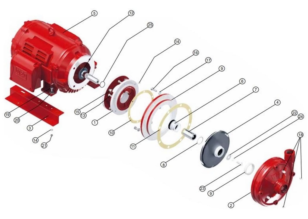Motobomba Centrifuga 25Hp 220-440V 3F 2X1.5” Barnes Ge 1.5D 250 Motor Listado Fire Pump