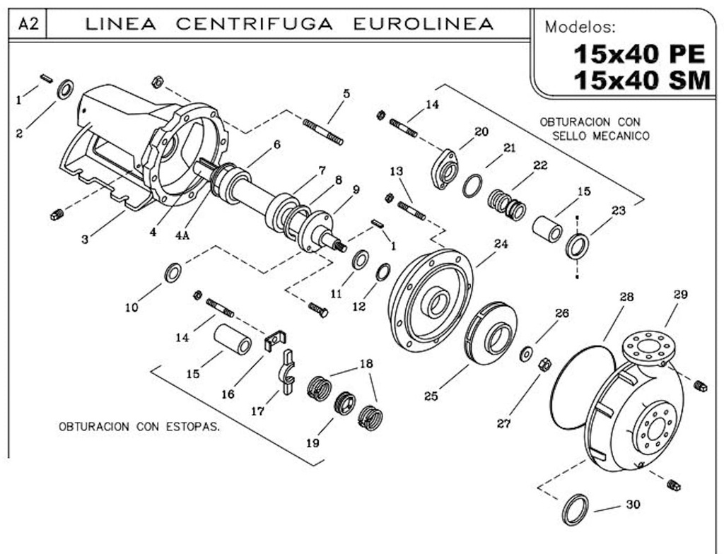 Bomba Centrifuga 240Hp Eje Libre 8X6" Ihm Eurolinea 15x40Pe