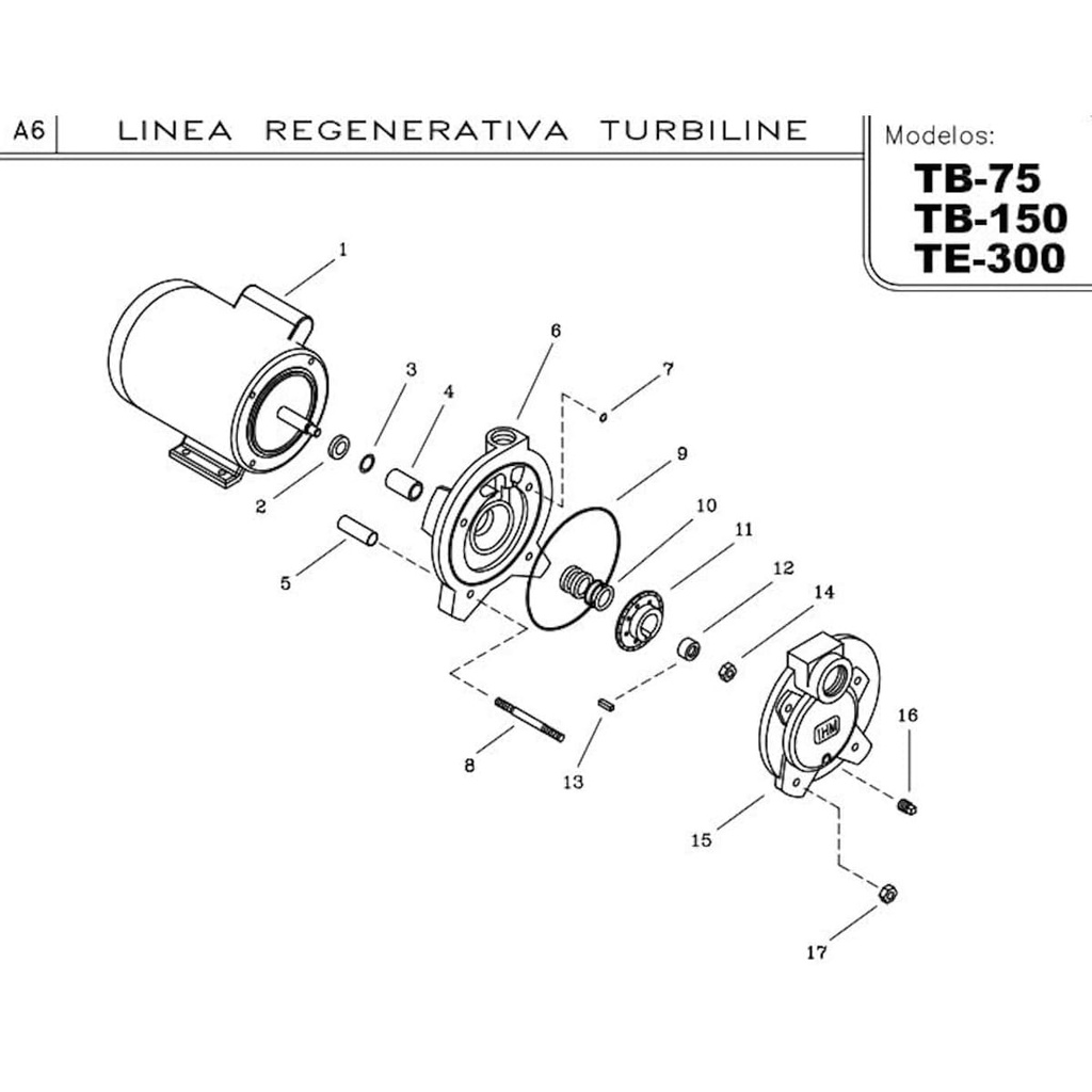 Motobomba Turbina 1.5Hp 220-440V 3F 1.25X1" Ihm Turbiline Tb-150Tw-IE3
