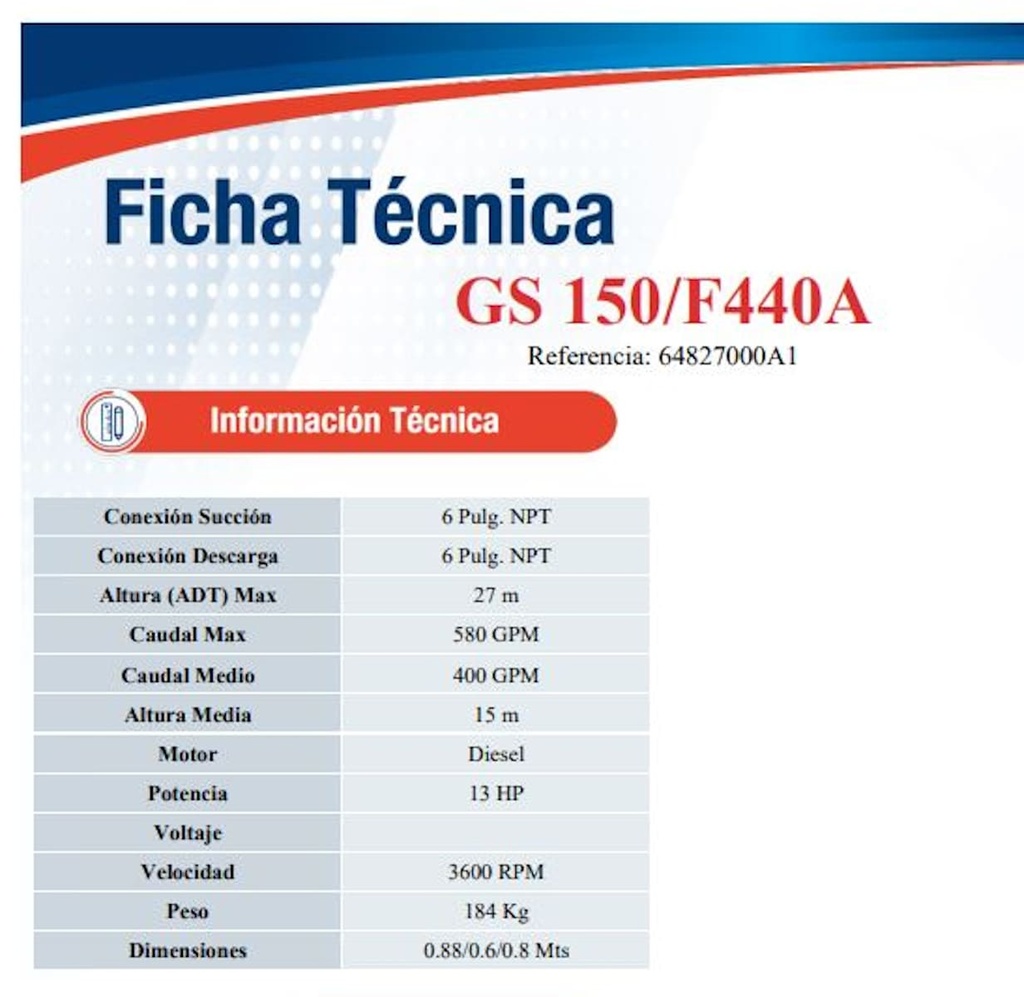 Motobomba Autocebante 13Hp Diesel 6X6" Ihm Gs 150/F440A