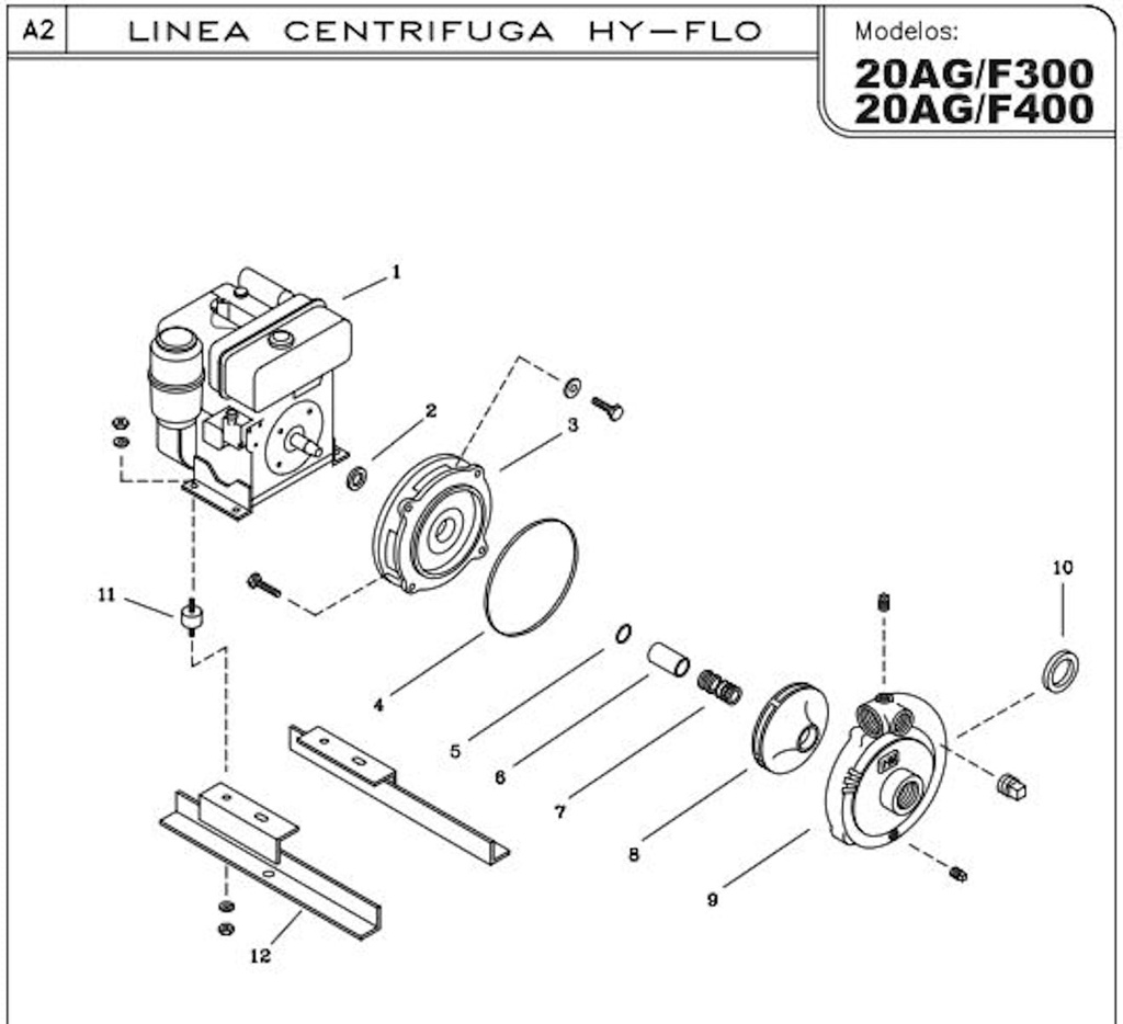 Motobomba Centrifuga 10Hp Diesel 2x2" Ihm Hy-Flo 20Ag/F400 AE
