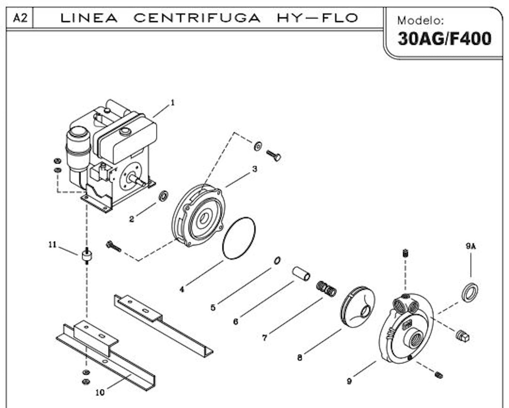 Motobomba Centrifuga 10Hp Diesel 3x3" Ihm Hy-Flo 30Ag/F400A