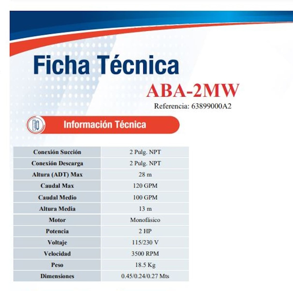 Motobomba Piscina 2Hp 110-220V 1F 2X2" Ihm Aquarium Aba-2Mw
