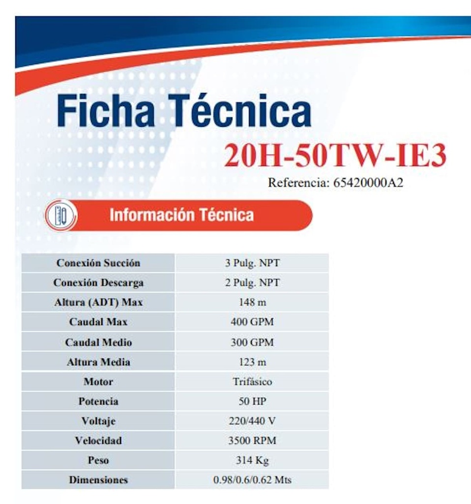 Motobomba Centrifuga 25Hp 220-440V 3F 3X2" Ihm Hy-Flo 20H-25Tw-IE3