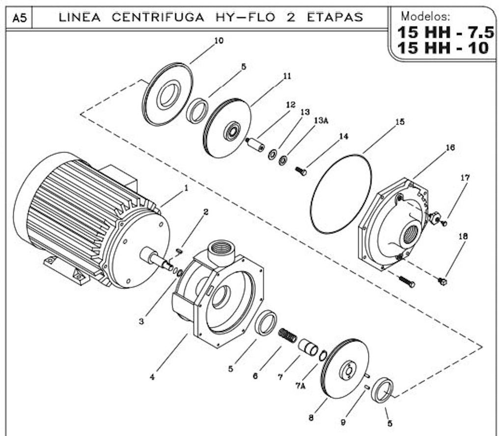 Motobomba Centrifuga 10Hp 230V-1F 1.5x1.5" Ihm Hy-Flo 15Hh-10Mw