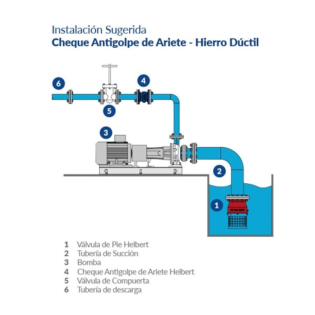 Valvula Cheque Antigolpe de Ariete 10" Hierro Ductil Helbert Hjcd250