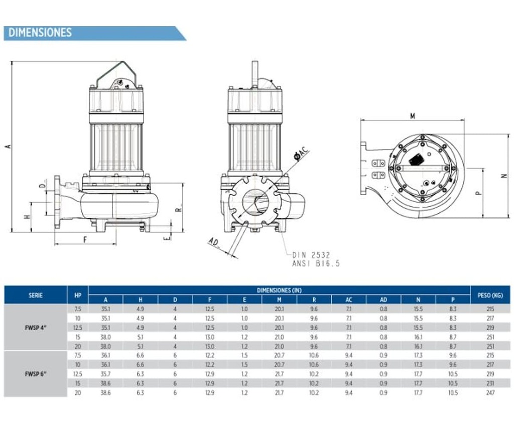 Motobomba Sumergible 15Hp 230V 3F 4" Franklin 15Fwsp2303-04025-60