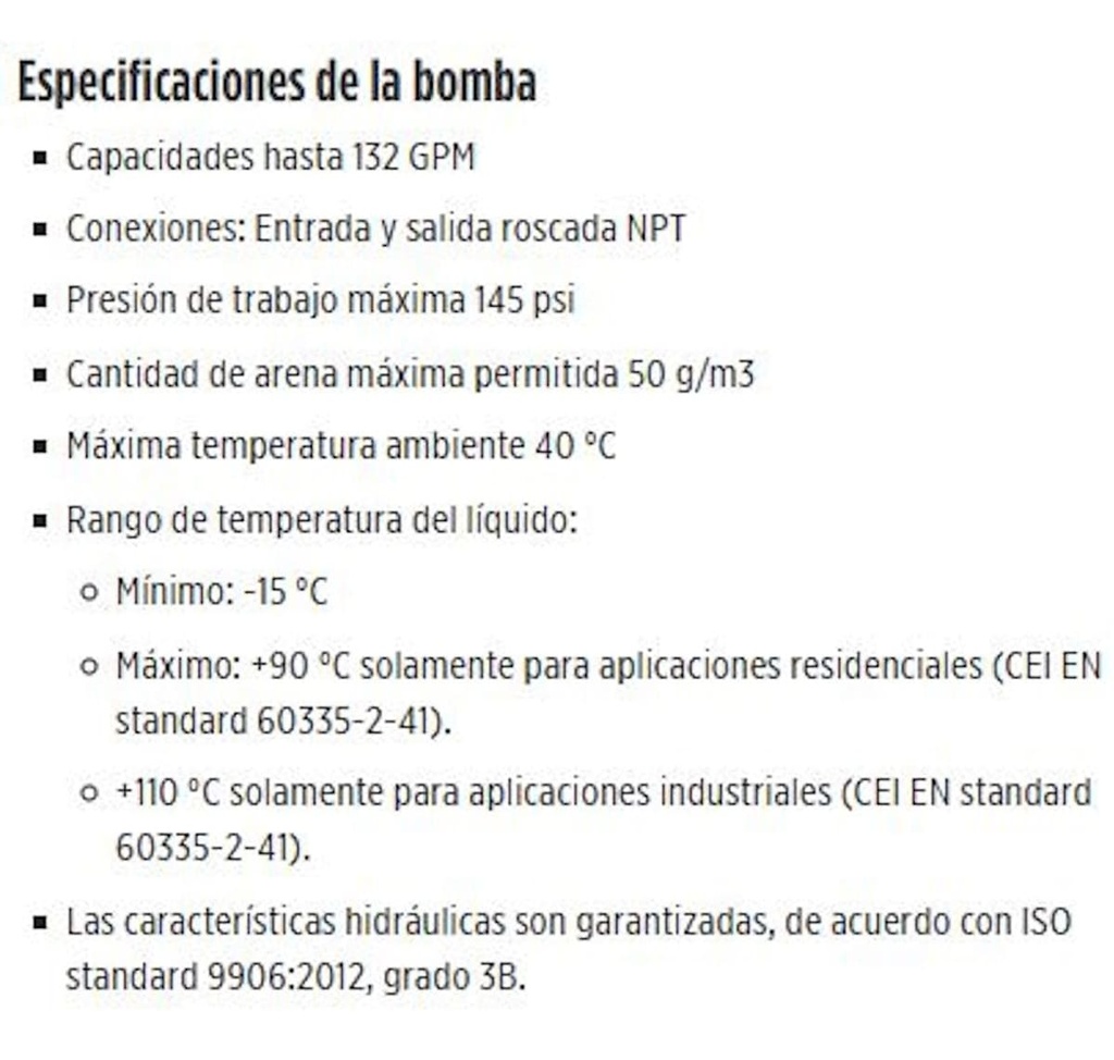 Motobomba Multietapas 2Hp 220V 1F 1.25X1” Franklin 30Fmh5p-61 E2 IE1