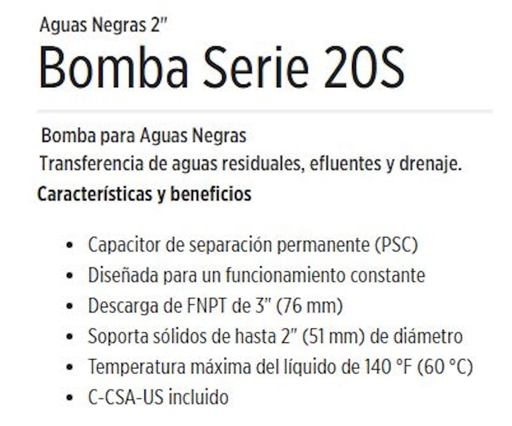 Motobomba Sumergible 2Hp 230V 1F 3" Little Giant 20S-Cim