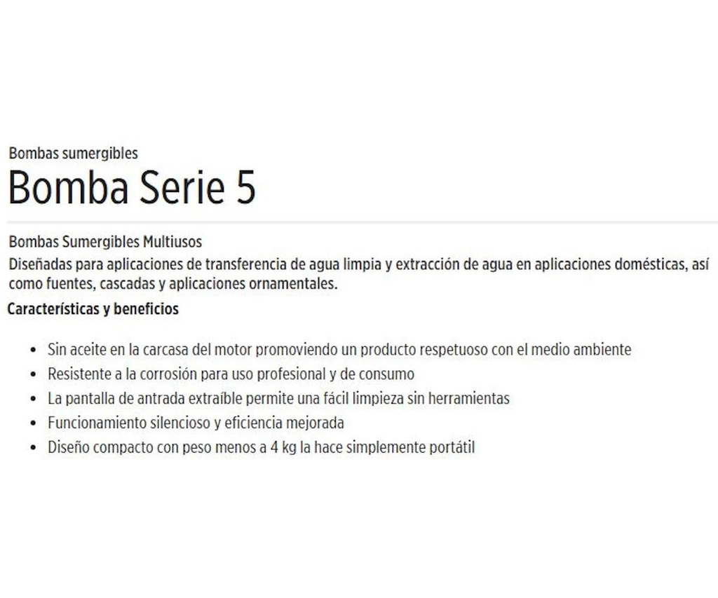 Motobomba Sumergible 1/6Hp 115V 1F 1" Little Giant 5Msp