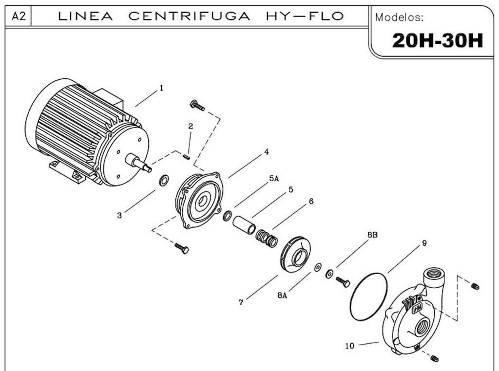 Motobomba Centrifuga 7.5Hp 220-440V 3F 2X2" Ihm Hy-Flo 20H-7.5Tw-IE3
