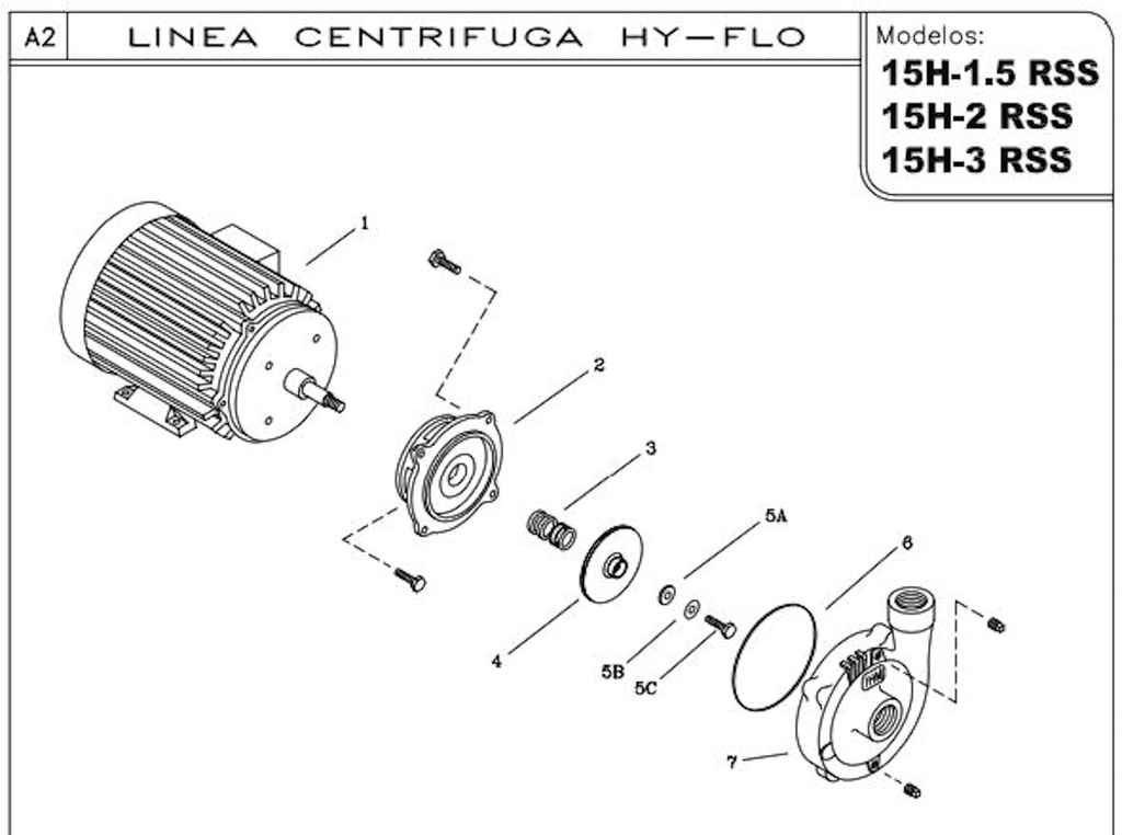 Motobomba Centrifuga 2Hp 220V 1F 1.5x1.5" Ihm Hy-Flo 15H-2Mw Rss   