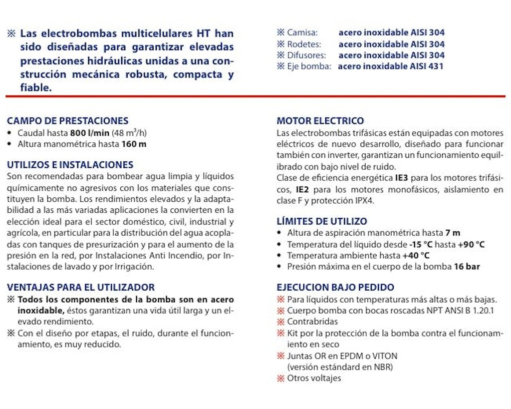 Motobomba Multietapas V 2.5Hp 220V 1F 1X1" Pedrollo Htm3/7