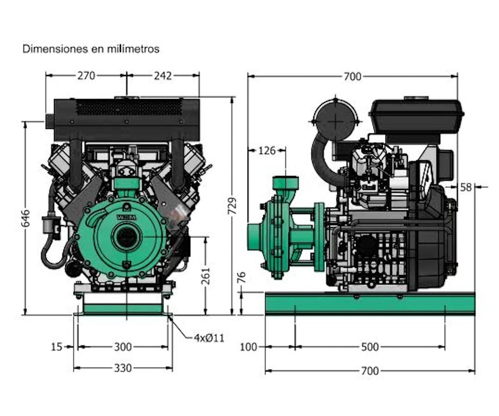Motobomba Centrifuga 27Hp Diesel 2X2" Barnes Hd 2 270-2 Hf-E