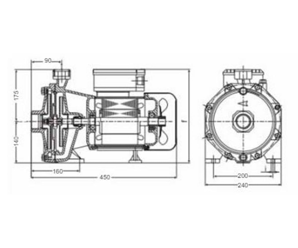 Motobomba Centrifuga 7.5Hp 220V 1F 1.5X1.25" Barnes He 1.25 30-2-1