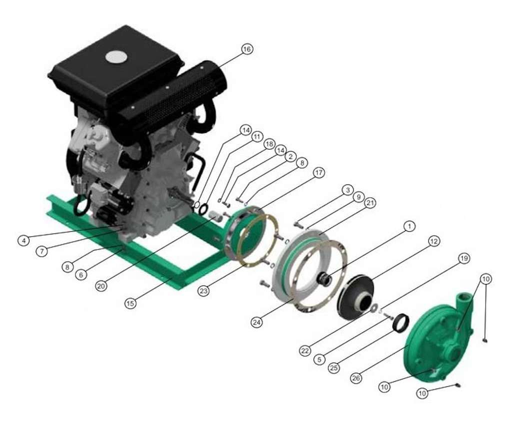 Motobomba Centrifuga 27Hp Diesel 2X1.5" Barnes Gd 1.5C 270-Hf-E