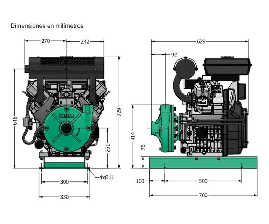 Motobomba Centrifuga 27Hp Diesel 2X1.5" Barnes Gd 1.5D 270-Hf-E