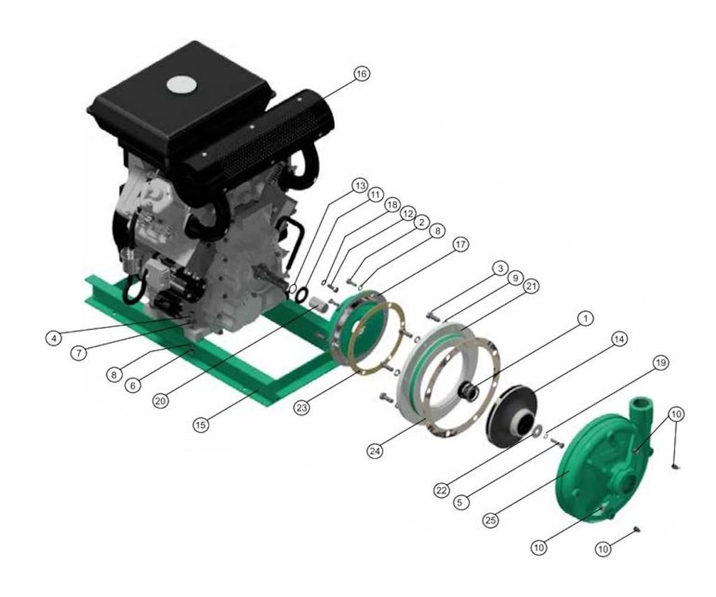 Motobomba Centrifuga 27Hp Diesel 2X1.5" Barnes Gd 1.5D 270-Hf-E