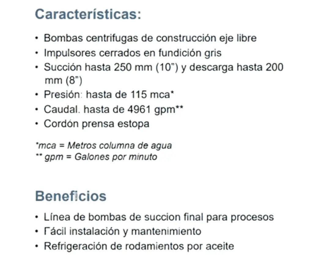 Motobomba Centrifuga Eje Libre 200X150mm Barnes Irpx 200-150-530