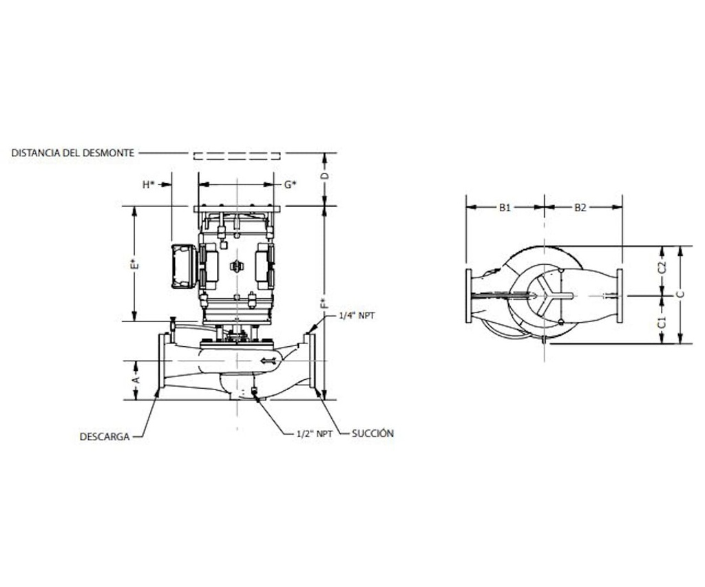 Motobomba Vertical en Linea 100Hp 220-440V 3F 8X8" Barnes Ivp cc 8X8X9.5