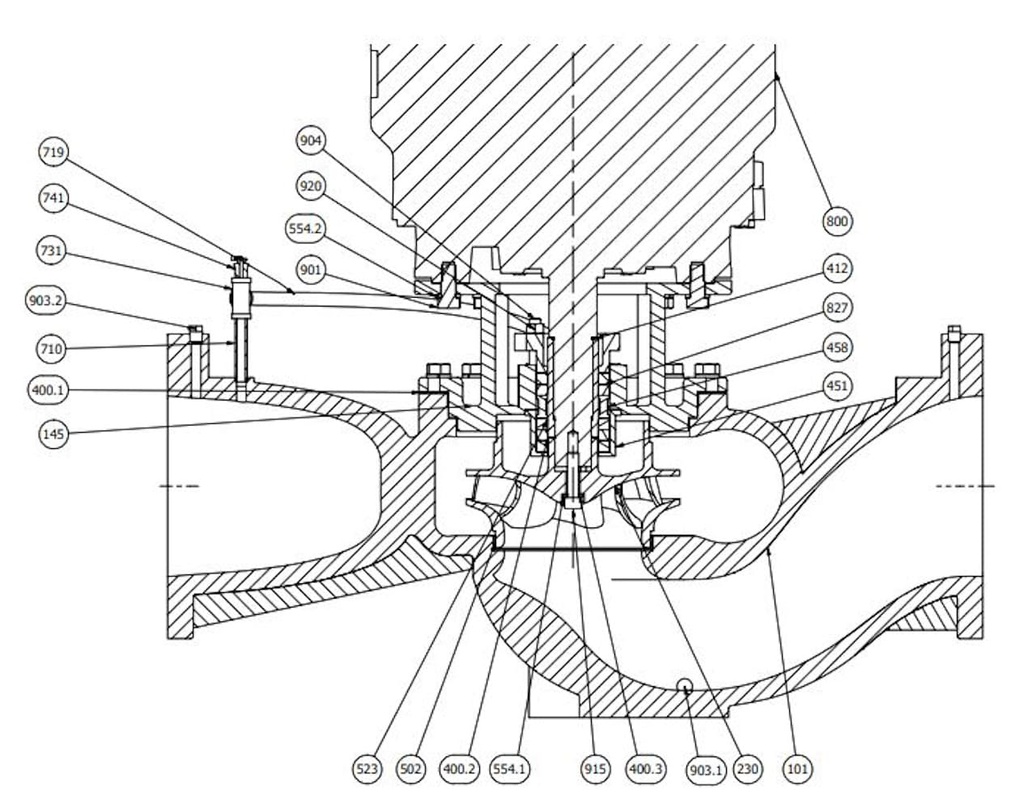 Motobomba Vertical en Linea 125Hp 220-440V 3F 8X8" Barnes Ivp cc 8X8X9.5