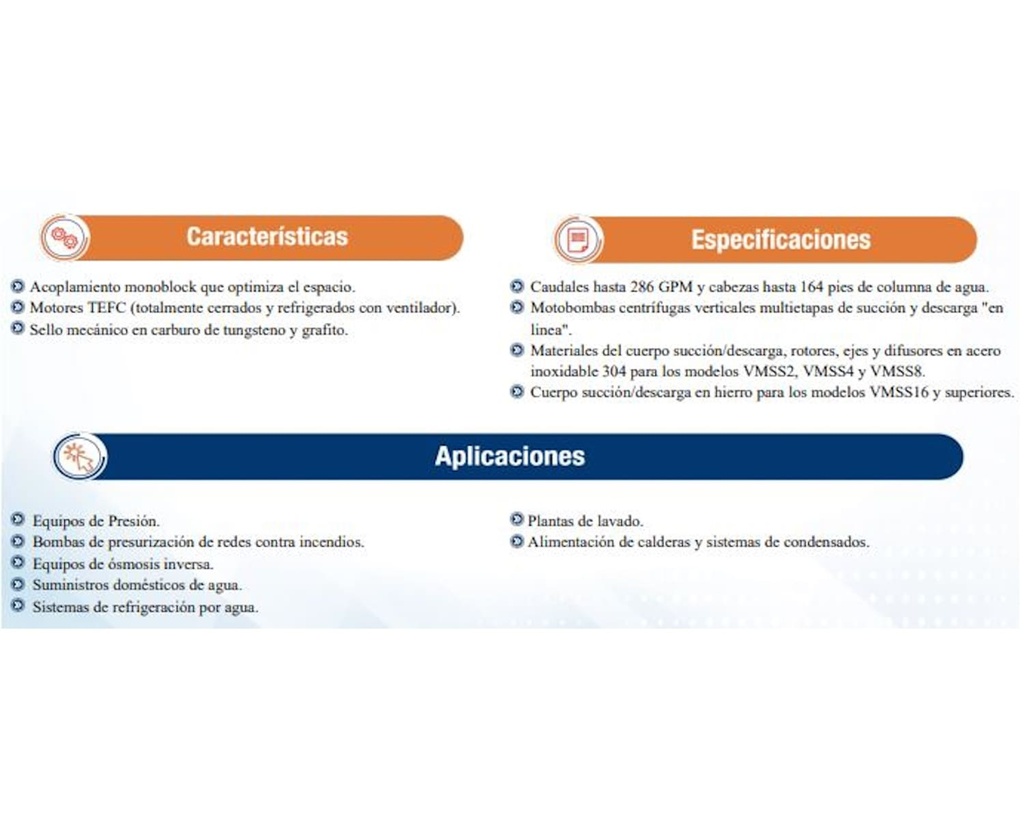 Motobomba Multietapas V 7.5Hp 220-440V 3F 2X2" Ihm Ture Vmss8-80
