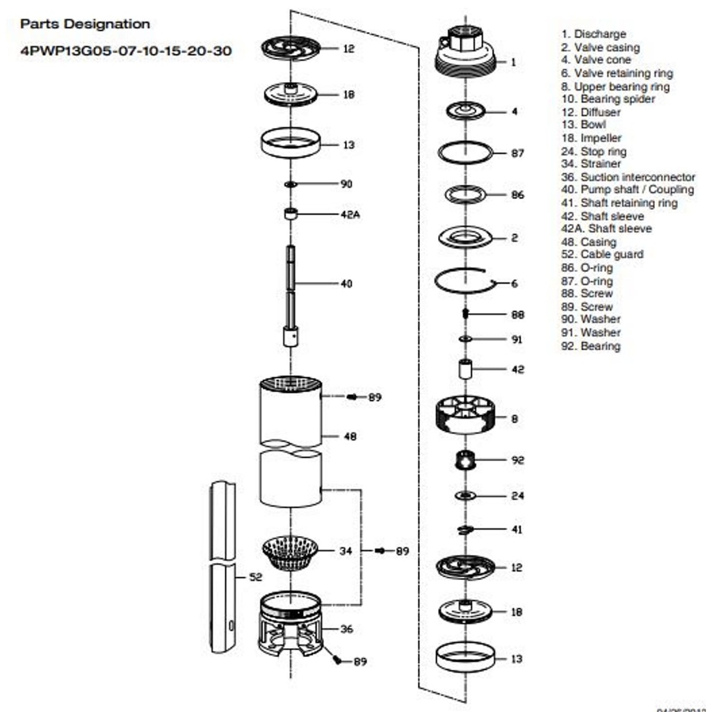 Motobomba Lapicero 1Hp 220V 1F 1.25" Pearl 4Pwp13G10C16P3C