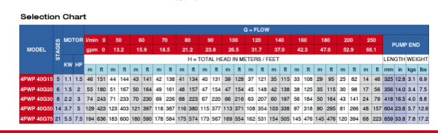 Motobomba Lapicero 4" 3Hp 220V 1F 2" Pearl 4PWP40G 30C16P3C