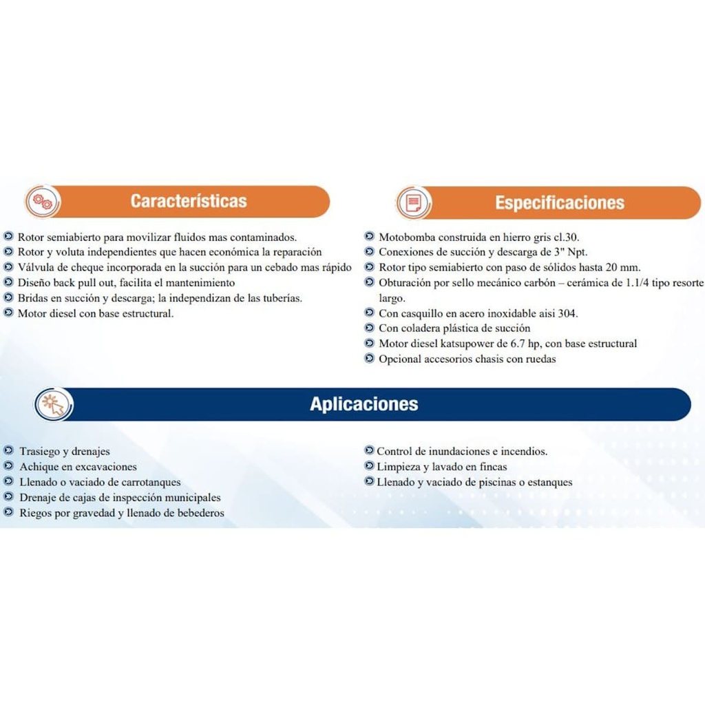 Motobomba Autocebante 6.7Hp Diesel 3X3" Ihm Gs 75/F300A 1”