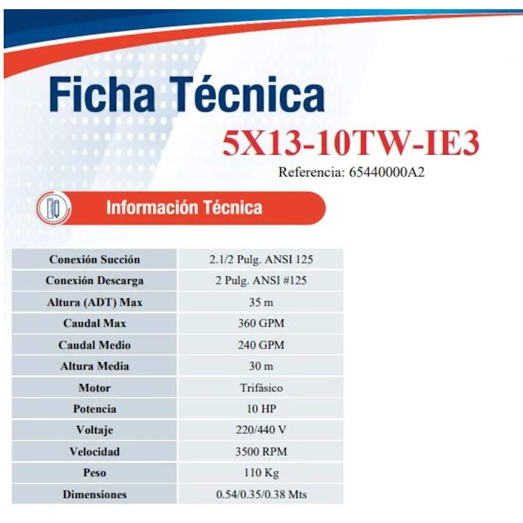 Motobomba Centrifuga 10Hp 220-440V 2.5X2" Ihm Eurolinea 5x13-10Tw IE3
