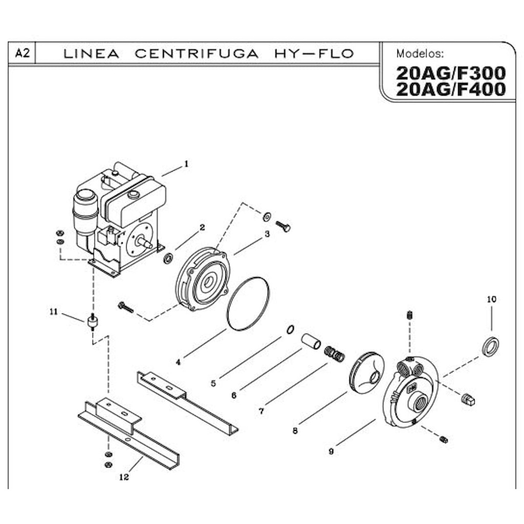 Motobomba Centrifuga 10Hp Diesel 2x2" Ihm Hy-Flo 20Ag/F400A